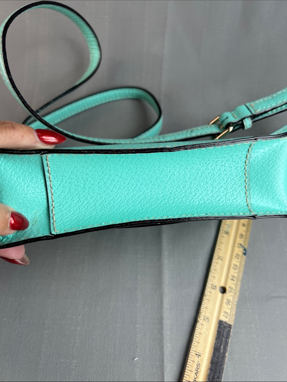 Kate Spade, teal structured Crossbody with adjustable strap - Picture 6 of 14
